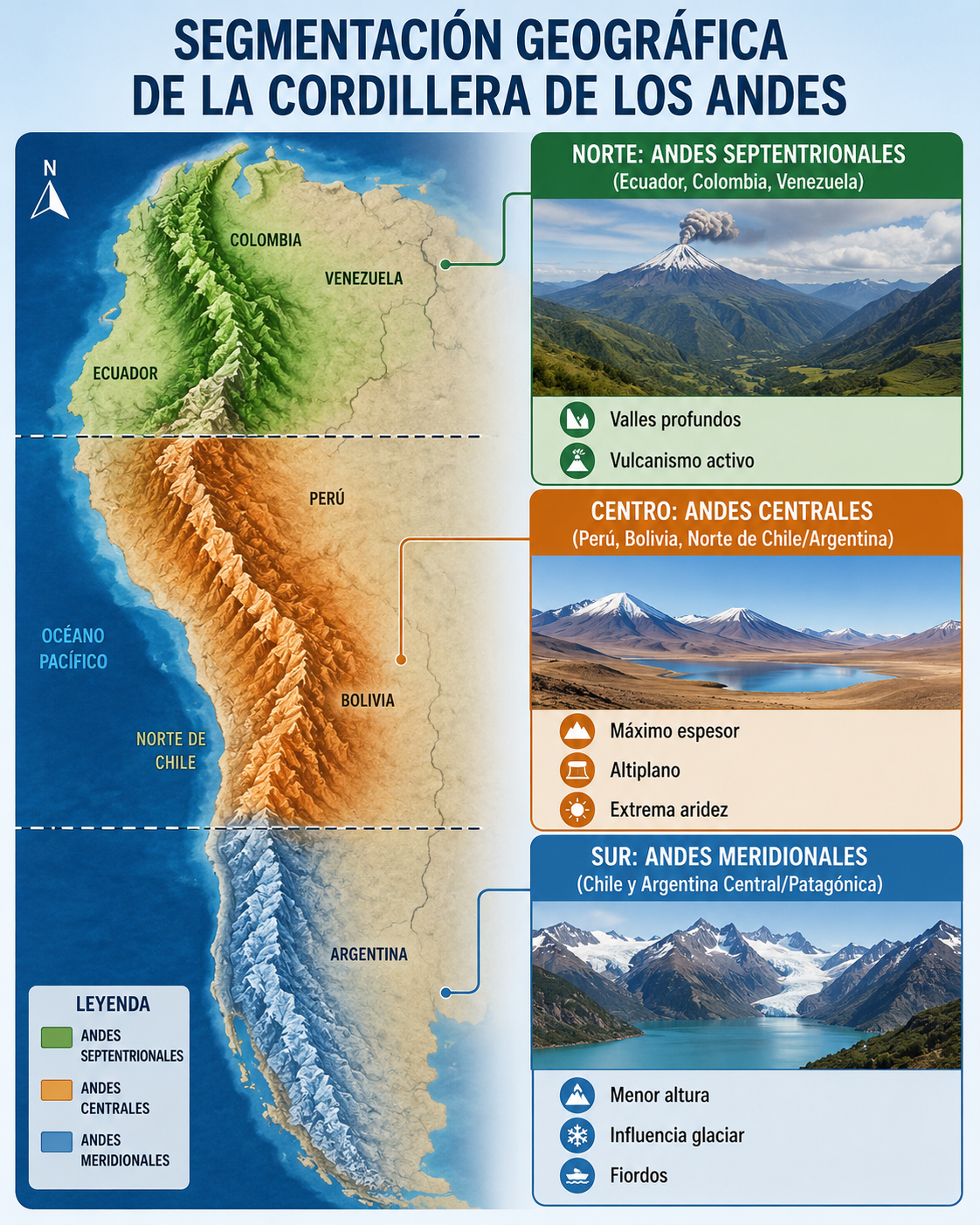 Segmentación geográfica de la cordillera Andina